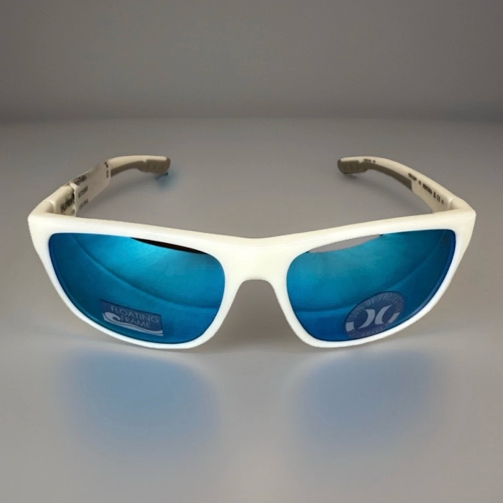 Hurley Sunglasses Floating White Frame Blue Lenses Polarized Unisex - Picture 2 of 6